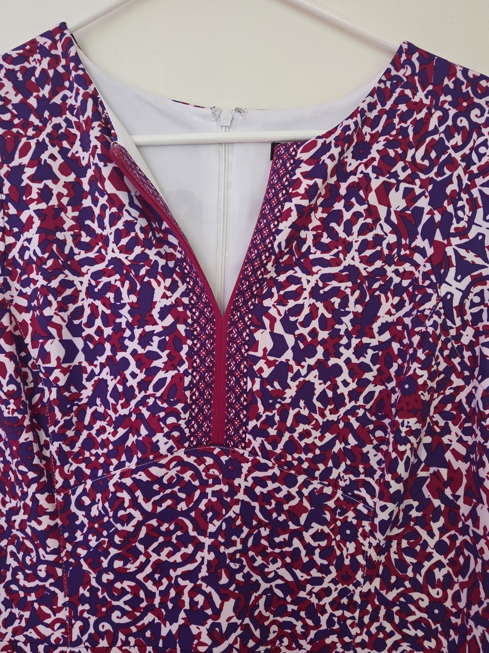 Maggy London Purple & Red Patterned Midi Dress